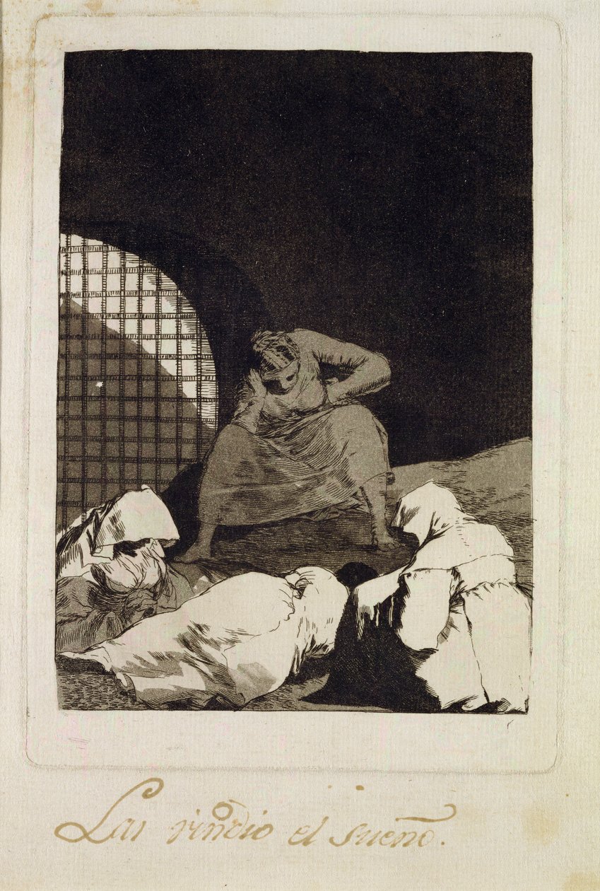 Az alvás legyőzi őket, a „Los caprichos” 34. lemeze, 1799 (rézkarc) alkotó: Francisco de Goya