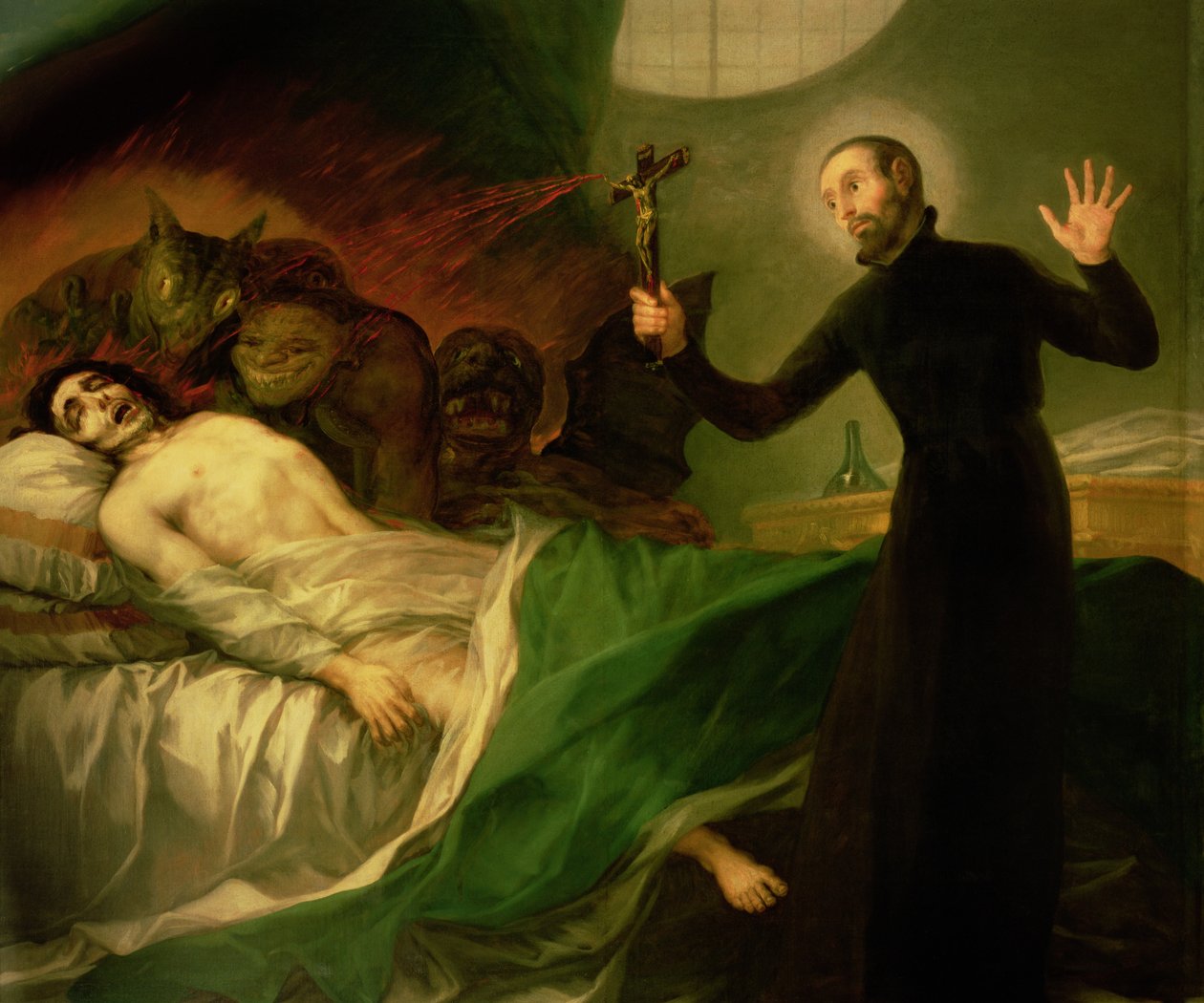 Borgia Szent Ferenc (1510-72) Egy haldokló, bűnbánat segítése, 1795 alkotó: Francisco de Goya