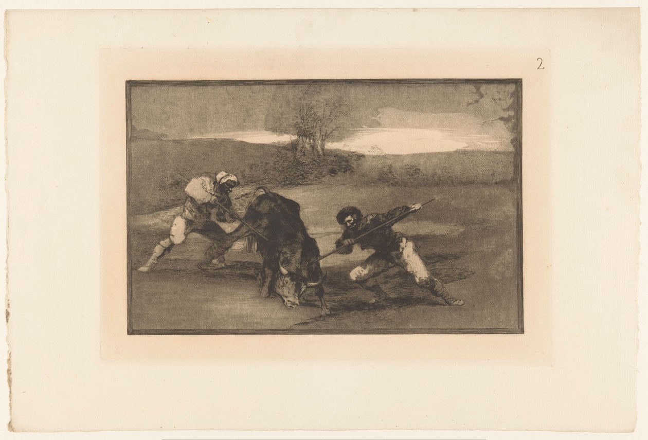 Bikavadászat gyalog Otro modo de cazar á pie Bikaviadalok (sorozat címe) La Taureaumachie (sorozat címe) La Tauromaquia (sorozat címe) alkotó: Francisco de Goya
