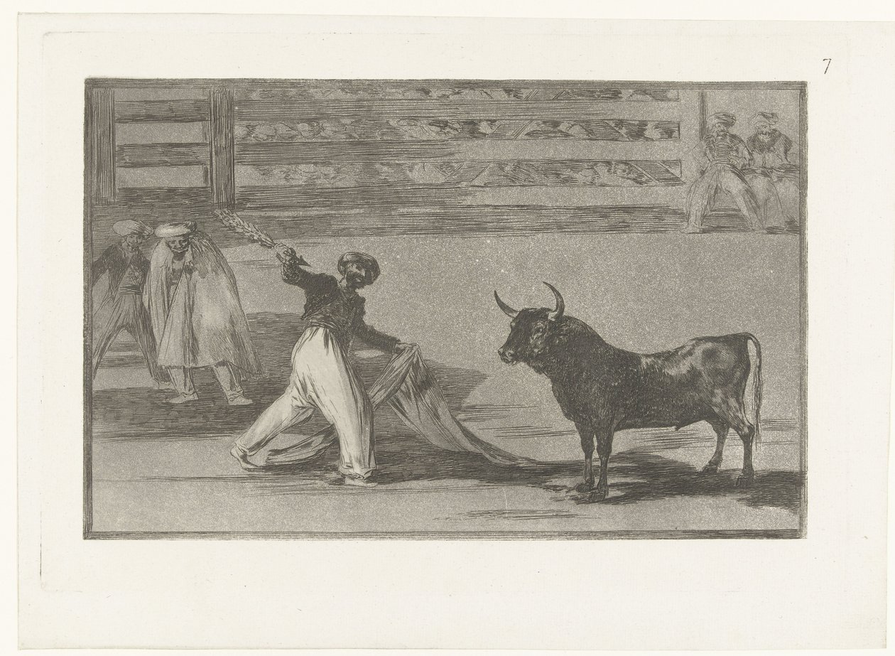 Stierenvechten met banderilla A szigonyok vagy banderillák eredete Stierenvechten (sorozat címe) Bikaviadal (sorozat címe) alkotó: Francisco de Goya