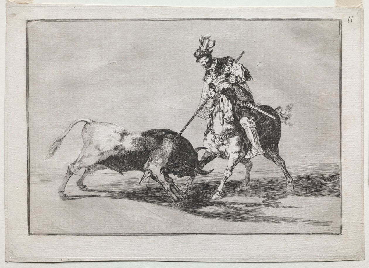 A Cid Campeador egy másik bikával lándzsázik, 1815-1816. alkotó: Francisco de Goya