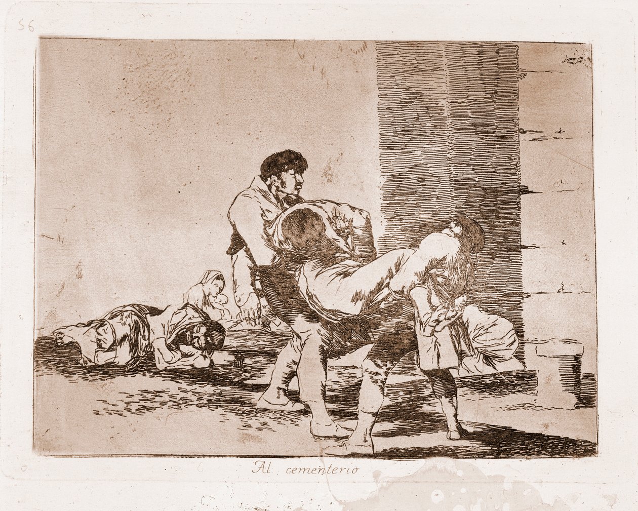 A háború katasztrófái : A temetőben (metszet az előkészítő rajz után alkotó: Francisco de Goya