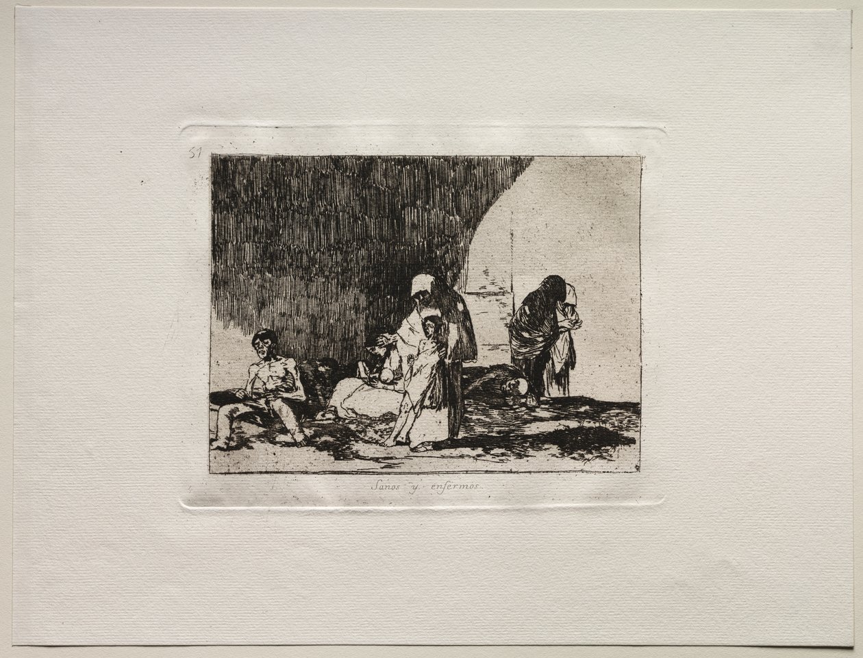 A háború borzalmai: egészségesek és betegek alkotó: Francisco de Goya