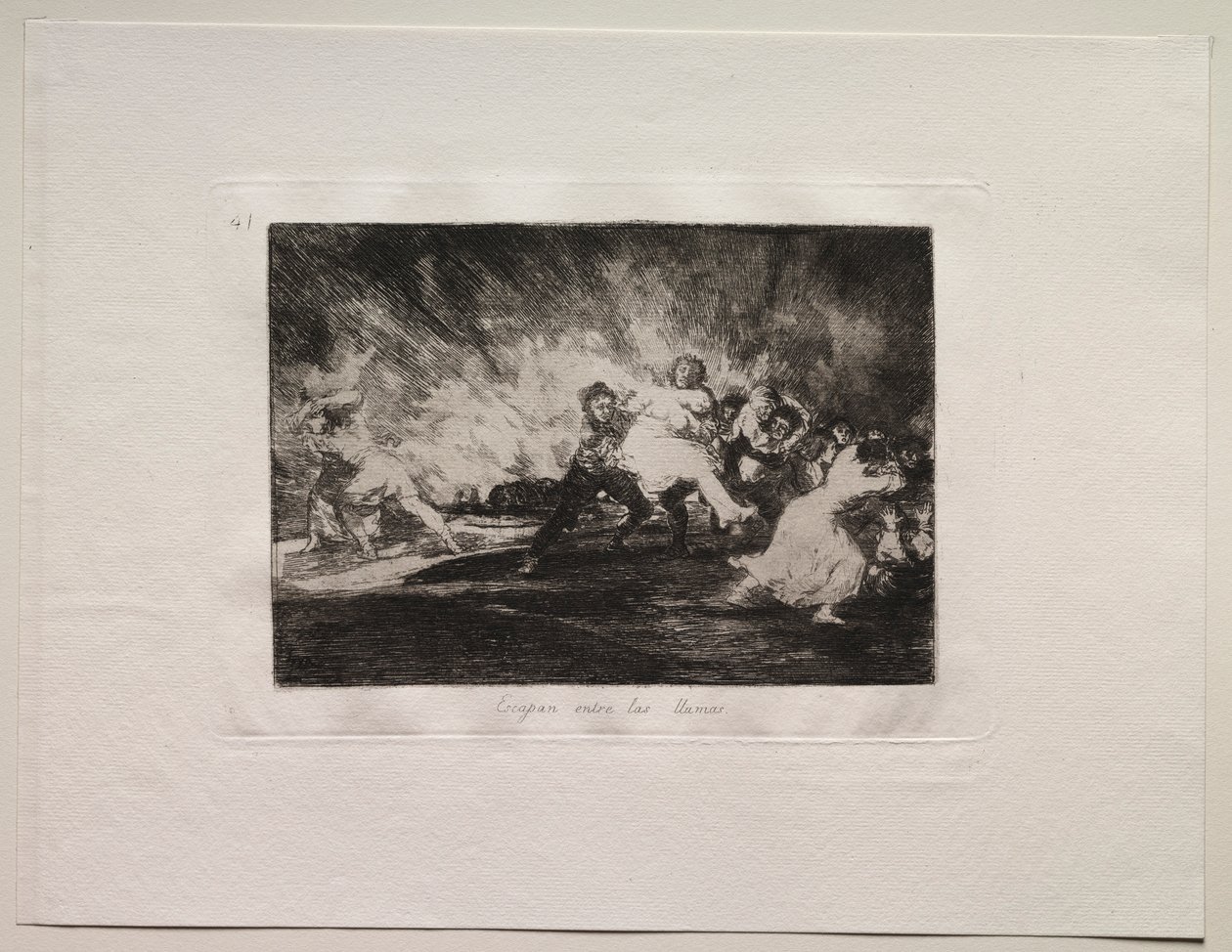 A háború borzalmai: A lángokon át menekülnek. alkotó: Francisco de Goya