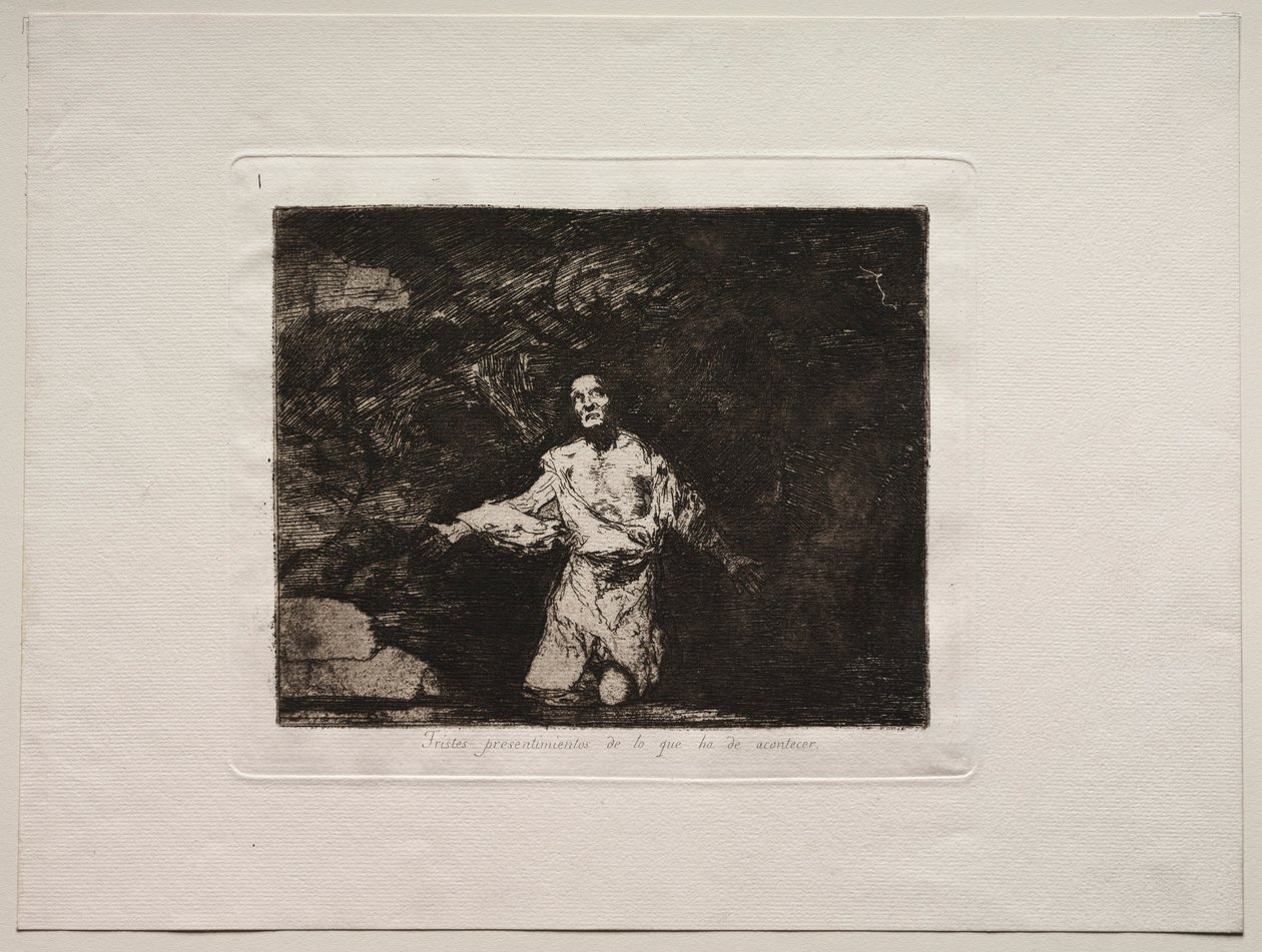 A háború borzalmai: Címlap – Szomorú előérzetek arról, hogy mi fog történni. alkotó: Francisco de Goya