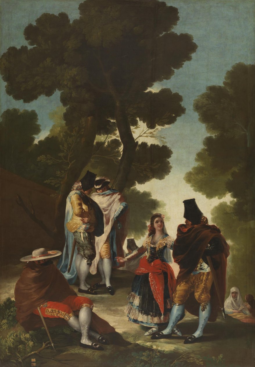 A csinos nő és az álarcos férfiak (Andalúzia útja) alkotó: Francisco de Goya