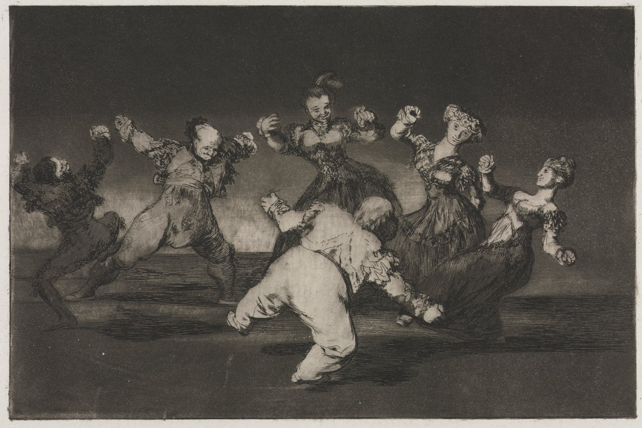 A közmondások: Ha Marion táncolni fog, akkor viselnie kell a következményeket alkotó: Francisco de Goya