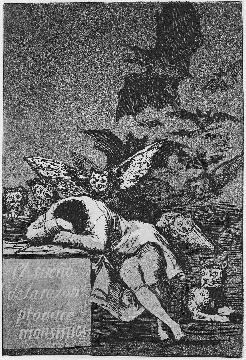 A Sleep of Reason szörnyeket produkál. Capricho No 43, 1797-1798 alkotó: Francisco de Goya