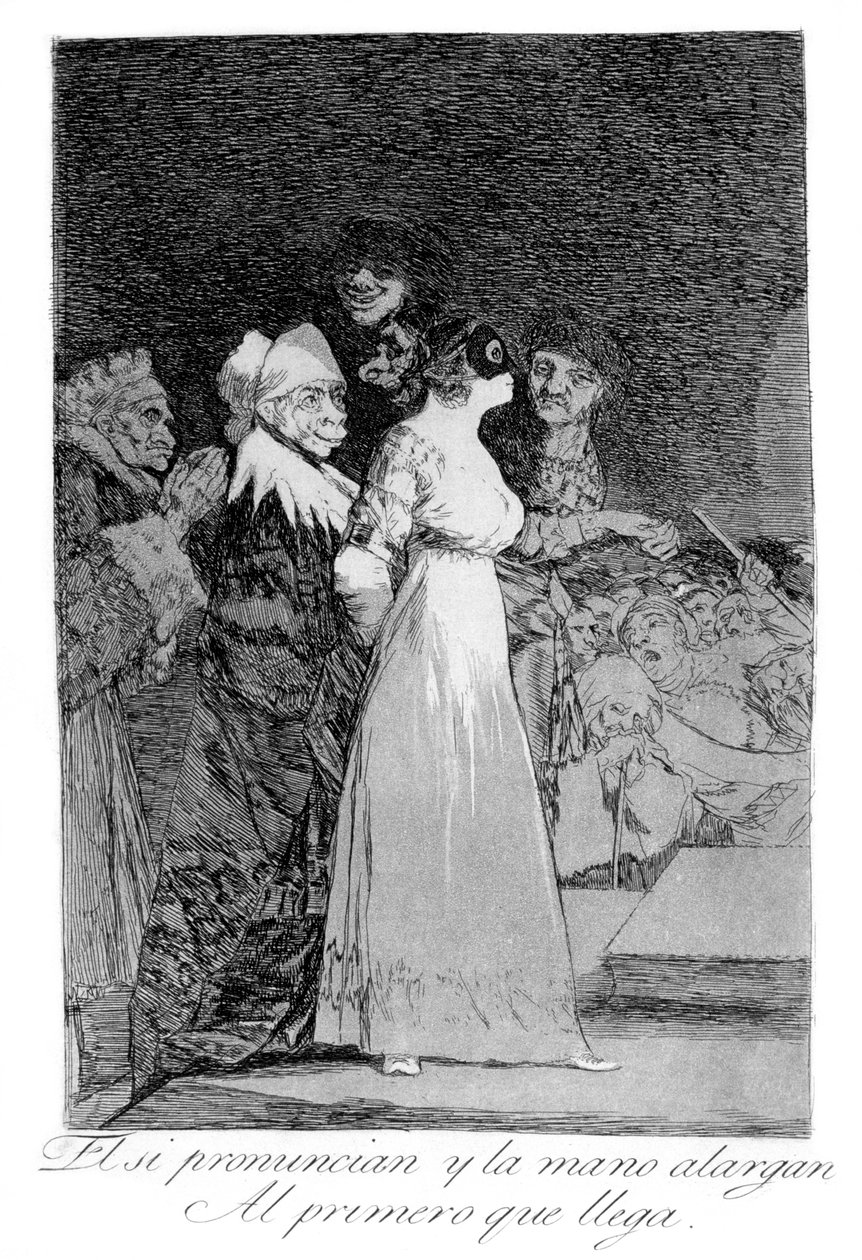 Igent mondanak, és kezet nyújtanak az elsőként érkezőnek, 1799-nek alkotó: Francisco de Goya