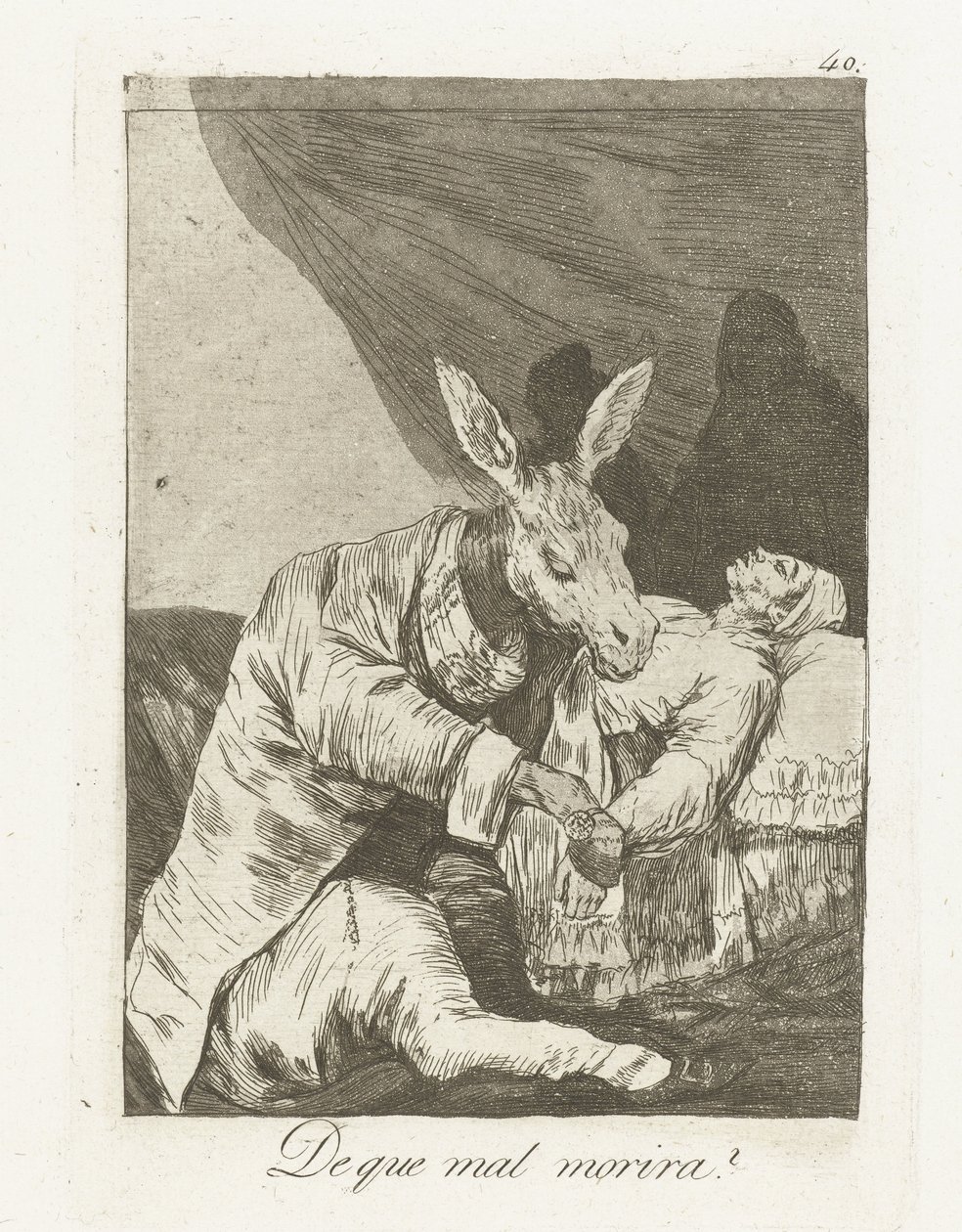 Mibe fog meghalni? A que mal morira? (cím a tárgyon) Los Caprichos (sorozat címe) alkotó: Francisco de Goya