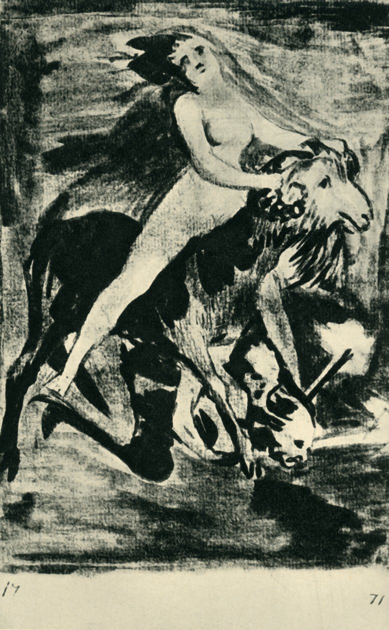 Boszorkány kecskén lovagló, 18. század vége – 19. század eleje, 1943. alkotó: Francisco de Goya