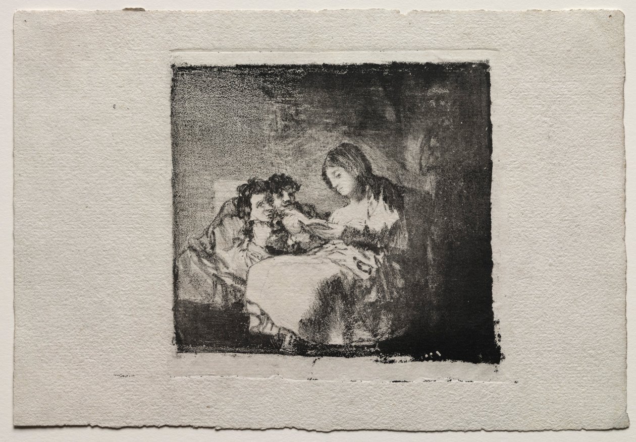 Két gyermeknek olvasó nő, 1824-1825. alkotó: Francisco de Goya