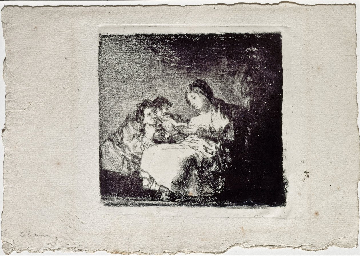 Két gyermeknek olvasó nő La lectura, 1819-1825 alkotó: Francisco de Goya