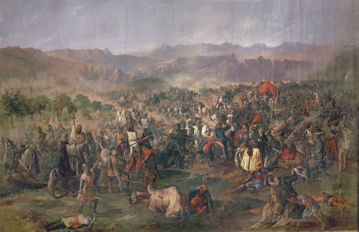 Las Navas de Tolosa csata, amelyben Kasztília királyai 1212-ben legyőzik az Almohadokat (olaj, vászon) alkotó: Francisco de Paula van Halen