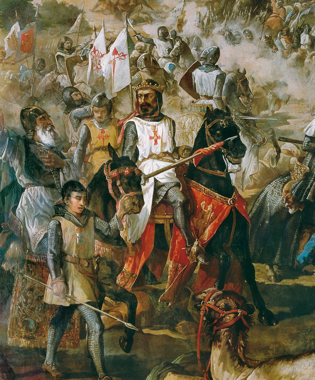 Spanyolország visszafoglalása: Las Navas de Tolosa csata 1212.07.16-án a keresztény hadsereg és a mór hadsereg között. VIII. Alfonz királyt ábrázoló részlet. Francisco de Paula Van Halen (1810-1887) festménye. 1864. Madrid. Szenátusi palota. alkotó: Francisco de Paula van Halen