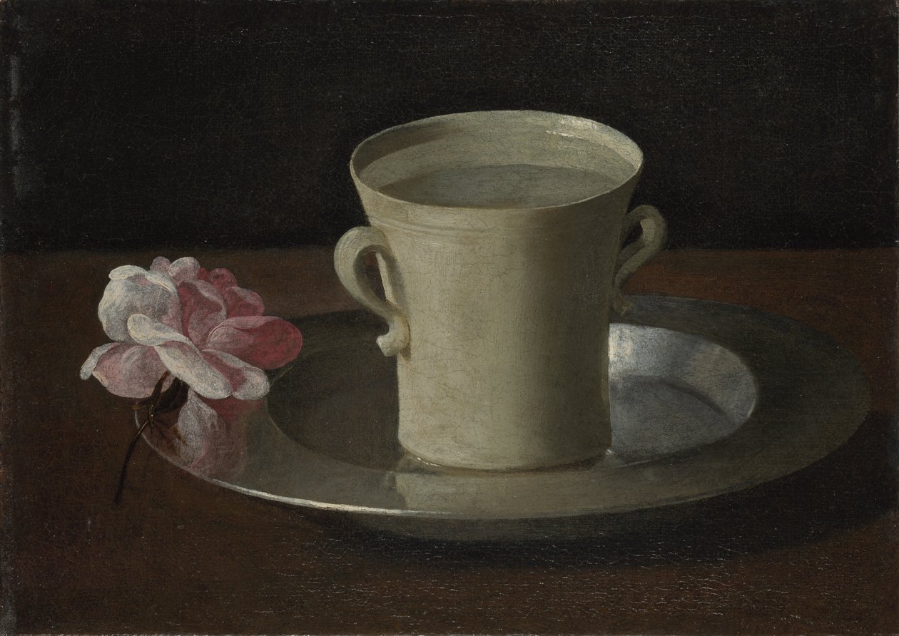 Egy csésze víz és egy rózsa, 1630 körül alkotó: Francisco de Zurbaran