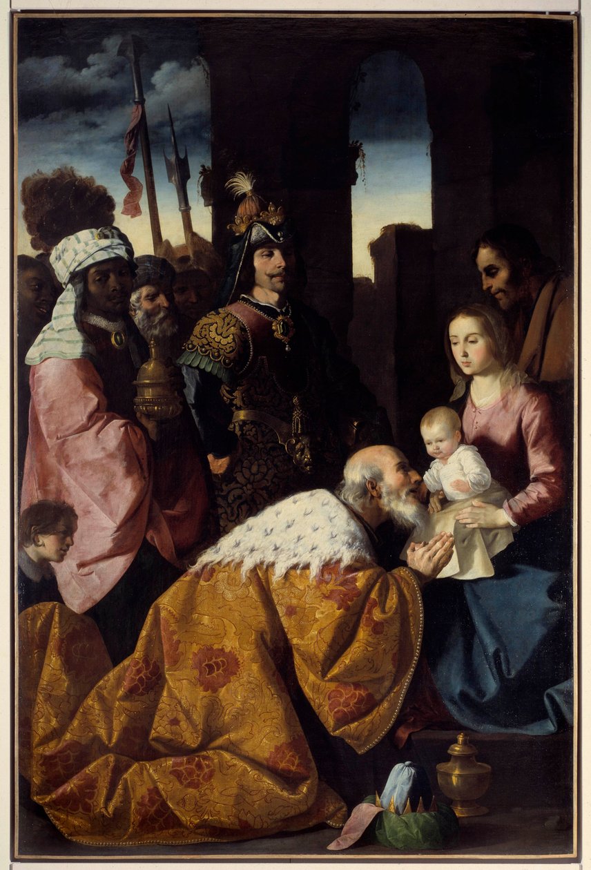 A mágusok imádása Francisco de Zurbaran (1598-1664) festménye 1638 V. 2,61x1,75 m. Grenoble, Szépművészeti Múzeum alkotó: Francisco de Zurbaran