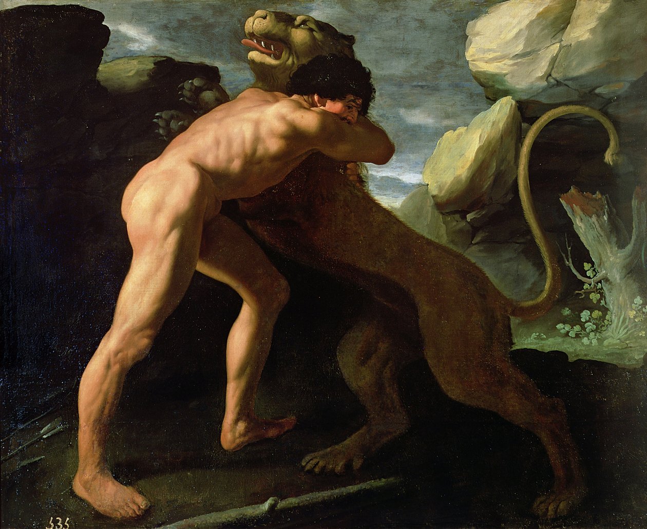 Herkules harcban a nemeai oroszlánnal alkotó: Francisco de Zurbaran