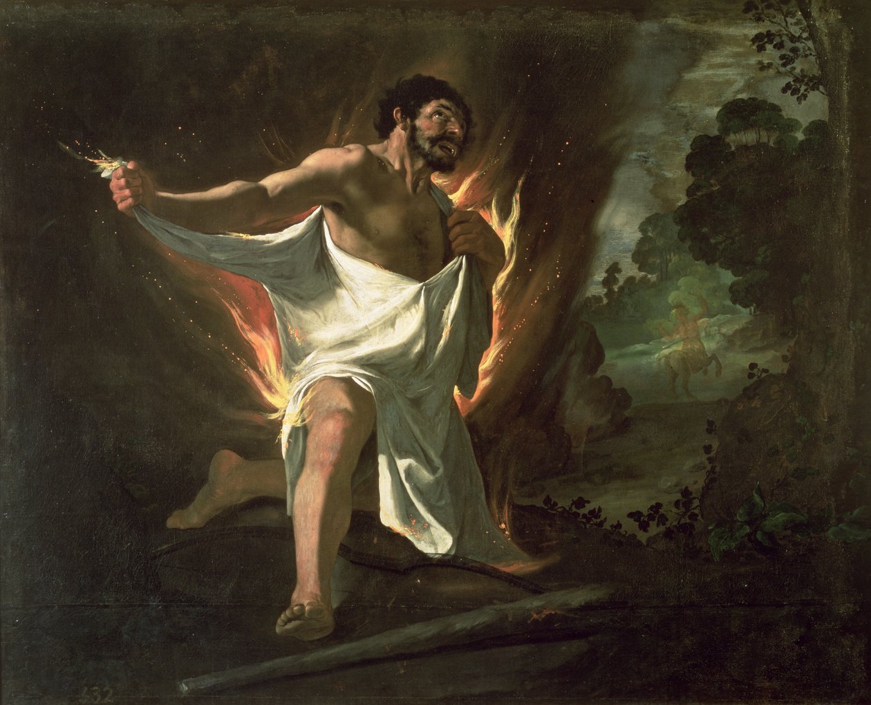 Herkules az égő köntöst tépve, 1634 körül alkotó: Francisco de Zurbaran
