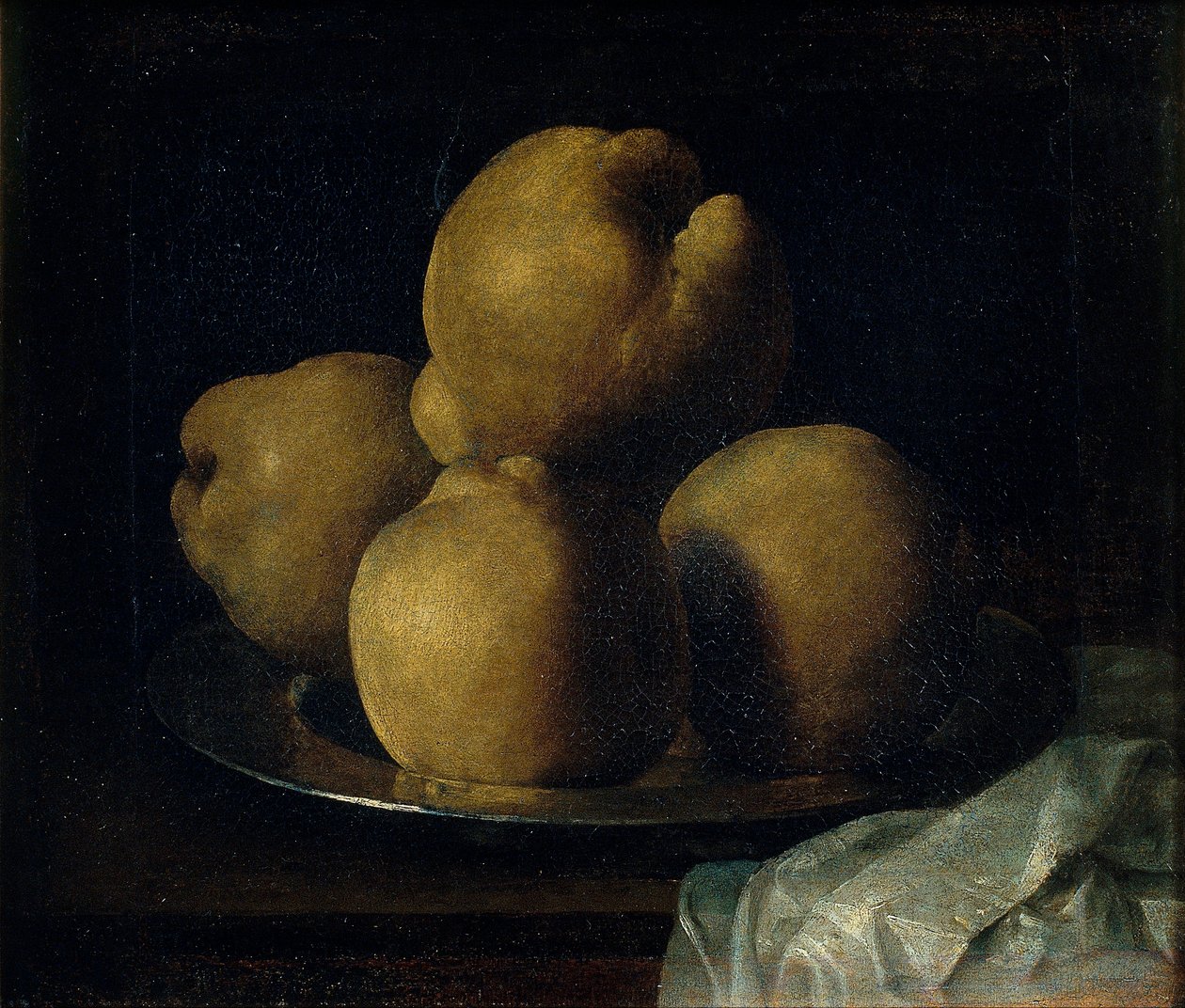 Nature morte aux coings - Csendélet birsalma étellel - Zurbaran, Francisco, de (1598-1664) - 1633 és 1664 között - Olaj, vászon - 35x40,5 - Museu Nacional d