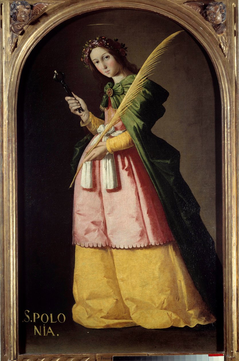 Portré Szent Apolló (vagy Apollonia) lábánál Francisco de Zurbaran (1598-1664) festménye, 17. századi nap. 1,34 x 0,67 m. alkotó: Francisco de Zurbaran