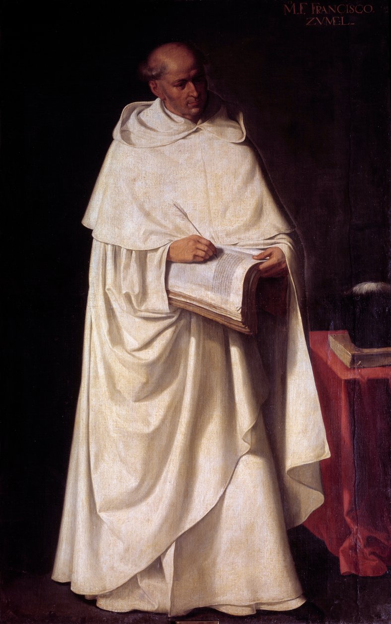 Francisco Zumel (kb. 1540-1607), a Merci Lovagrend spanyol vallásos (zsoldos vagy mercedario) portréja és Francisco de Zurbaran teológus festménye (1598-1664) 17. századi Madrid, Prado Múzeum alkotó: Francisco de Zurbaran