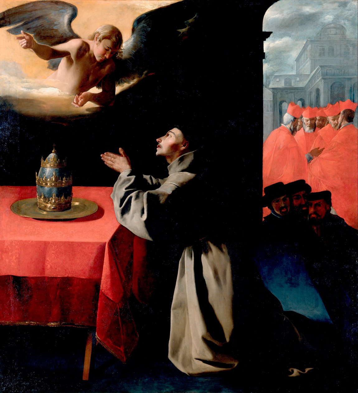 "" Saint Bonaventure (Giovanni di Fidanza, Dr. Seraphique, St. Bonaventure) (1221-1274) imában "" Francisco de Zurbaran (1598-1664) festménye 1629 V 239x222 cm Gemaldegallerie, Drezda Németország alkotó: Francisco de Zurbaran