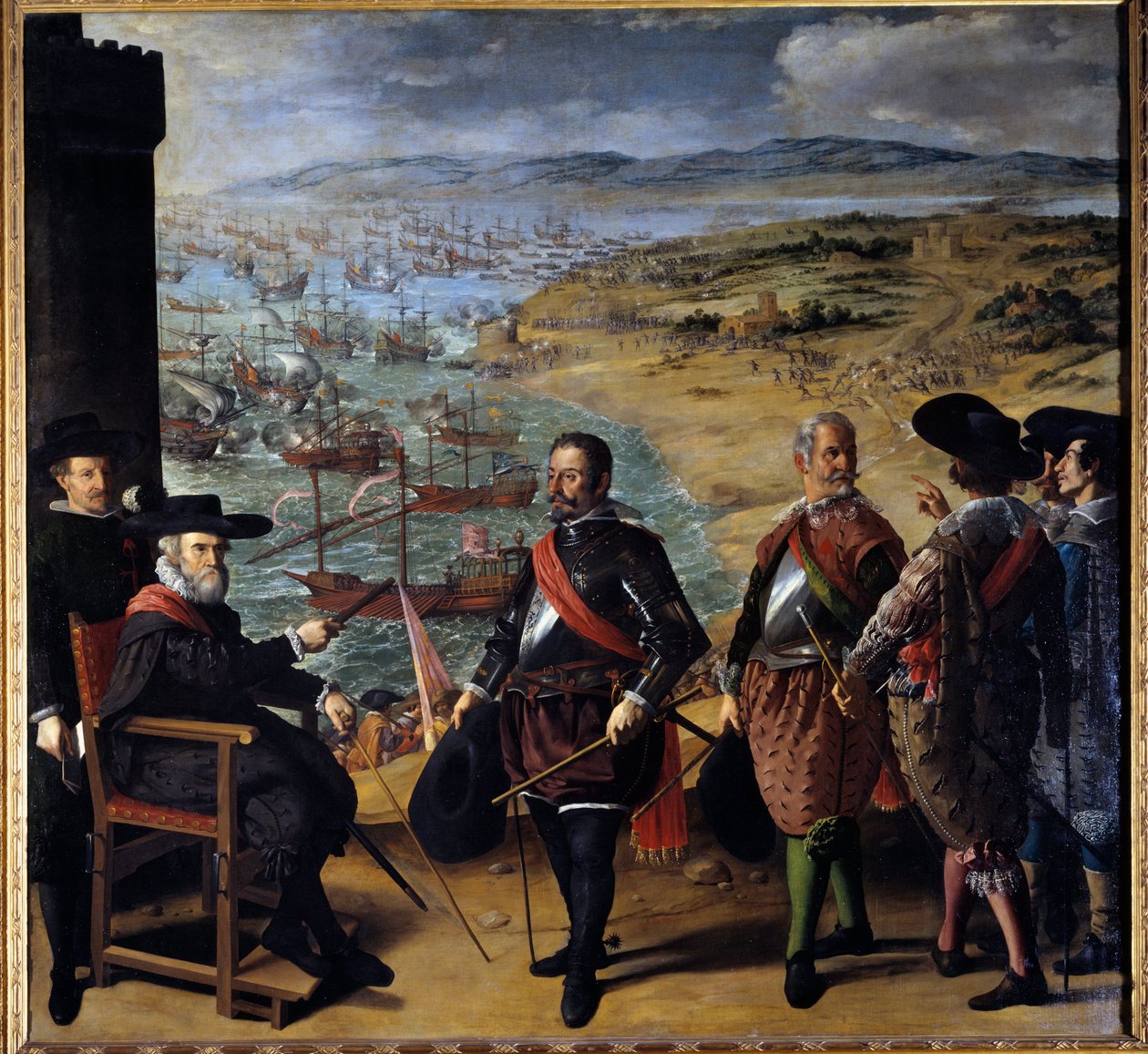 Cadiz (Cadiz, Spanyolország) védelme az angolok ellen. Az angol csapatok 1625. november 1-jén foglalták el Cadiz tornyát, hogy elfogják az aranyat és az ezüstöt Amerikából. Az ülő karakter Fernando Giron, a város kormányzója, csapdák a toronyban di alkotó: Francisco de Zurbaran