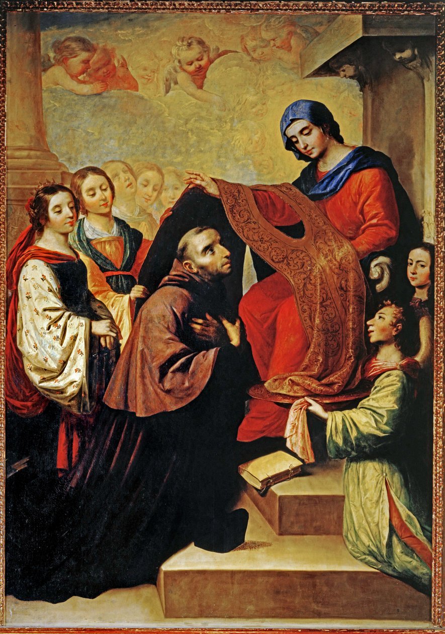 Szűz Mária leszállása, hogy megjutalmazza a toledói Szent Ildefonso írását ... (festmény, vászon) alkotó: Francisco de Zurbaran