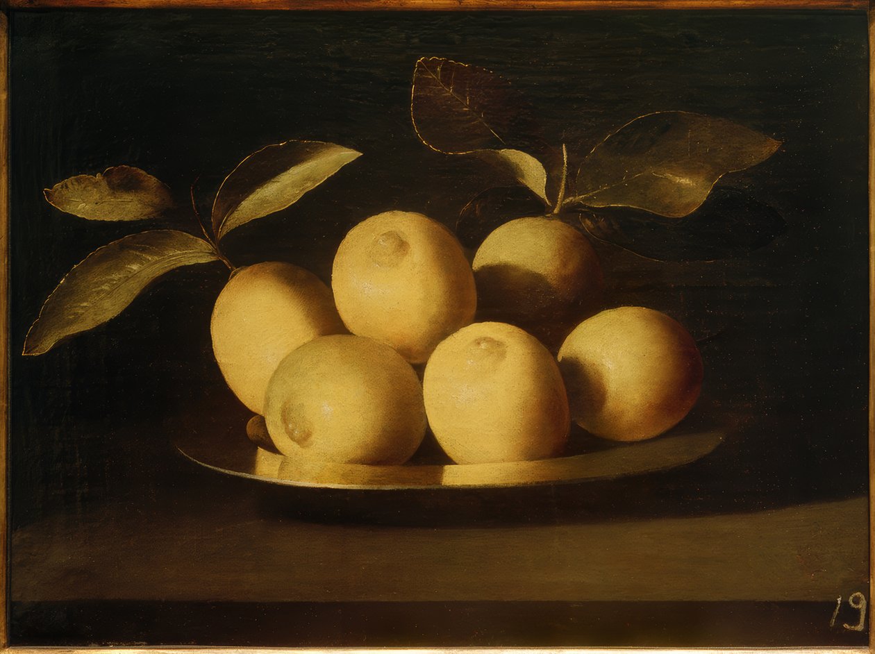 Citrom egy ezüst tányéron alkotó: Francisco de Zurbaran