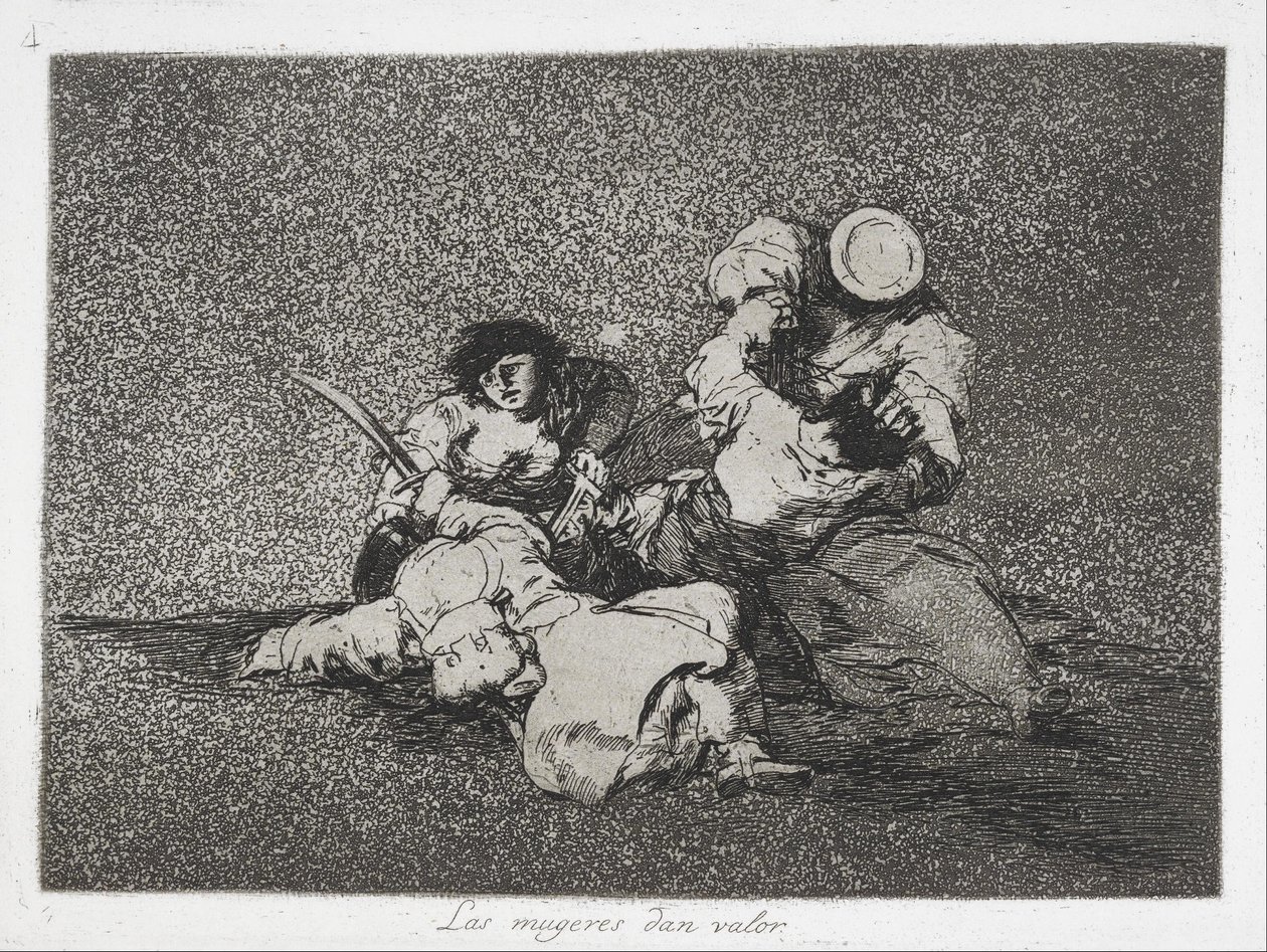 A nők bátorságot adnak (Las mugeres dan valor) A háború katasztrófái című sorozatból (Los Desastres d ... alkotó: Francisco de Goya