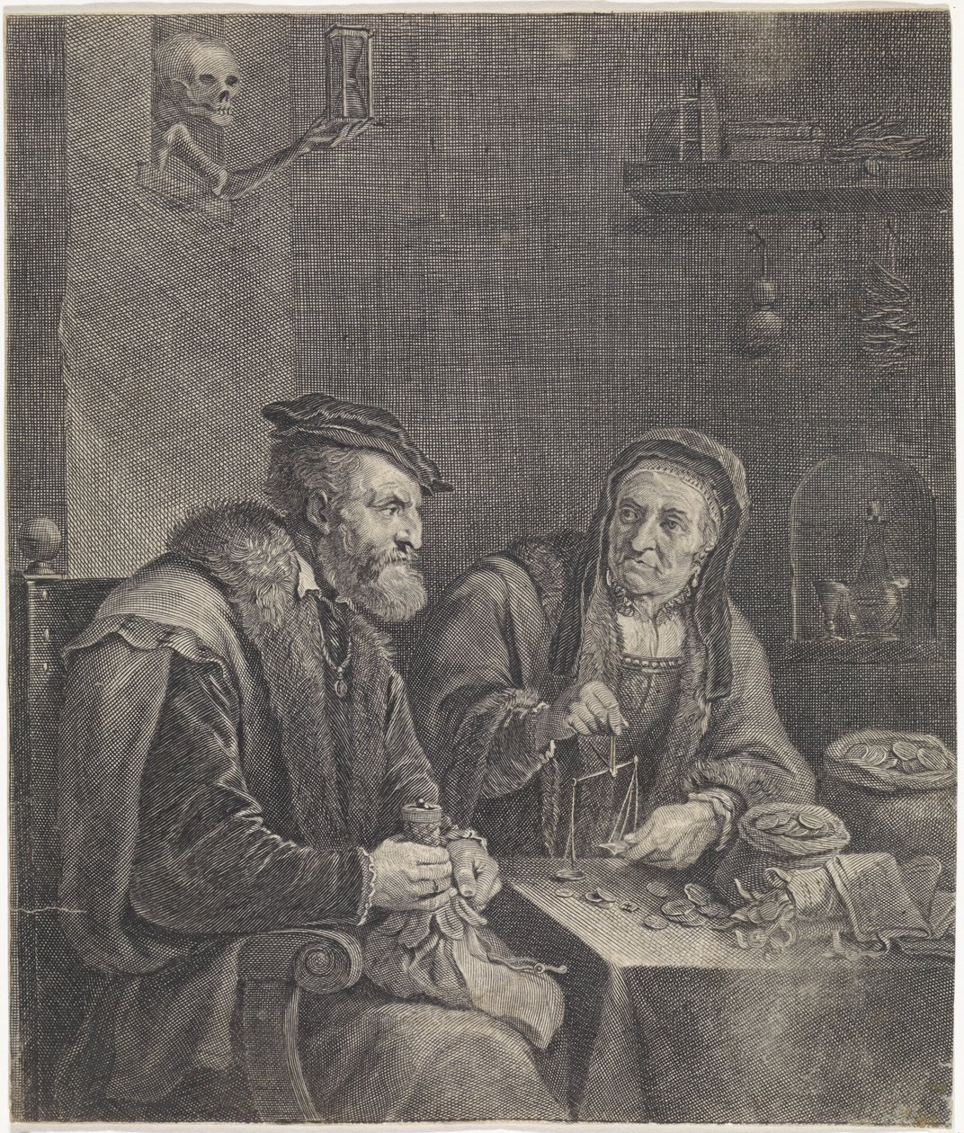 Pár pénzt mérlegel alkotó: Franciscus van der Steen