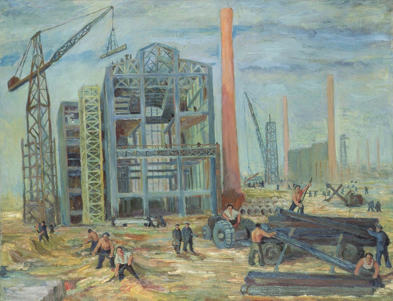 Az épületnél, 1951 olaj, vászon alkotó: Franciszek Zmurko