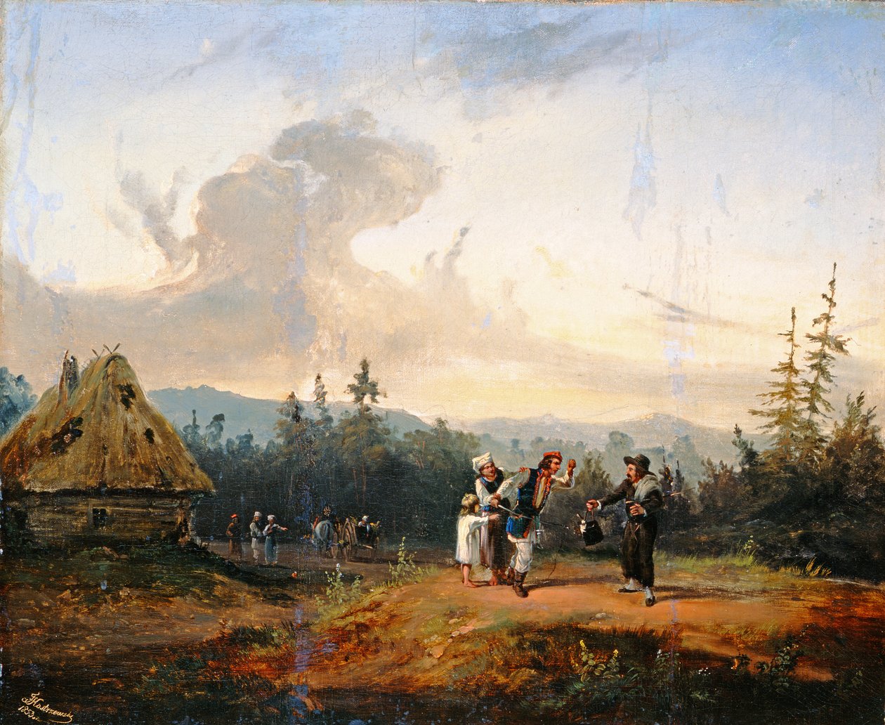 Viták a zsidó kereskedővel, 1853 alkotó: Franciszek Kostrzewski