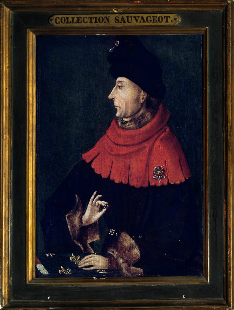 Jean félelem nélküli portréja, Burgundia hercege (1371-1419) A burgundi iskola festménye. 15. század eleje. V 0,29x0,21 m alkotó: Franco Burgundian
