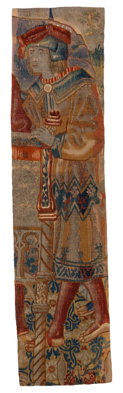 Narrow strip of tapestry depicting the figure of a youth, early 16th century (wool) alkotó: Franco Flemish School