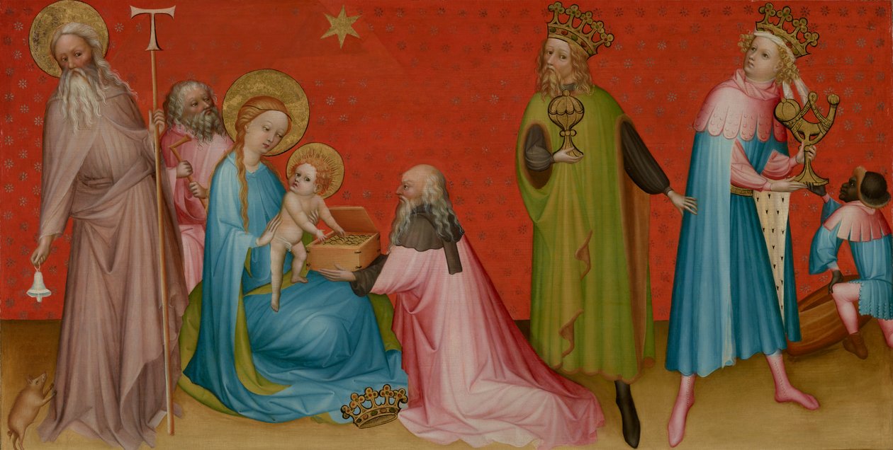 A mágusok imádása Szent Antal apáttal, 1400 körül alkotó: Franco Flemish School