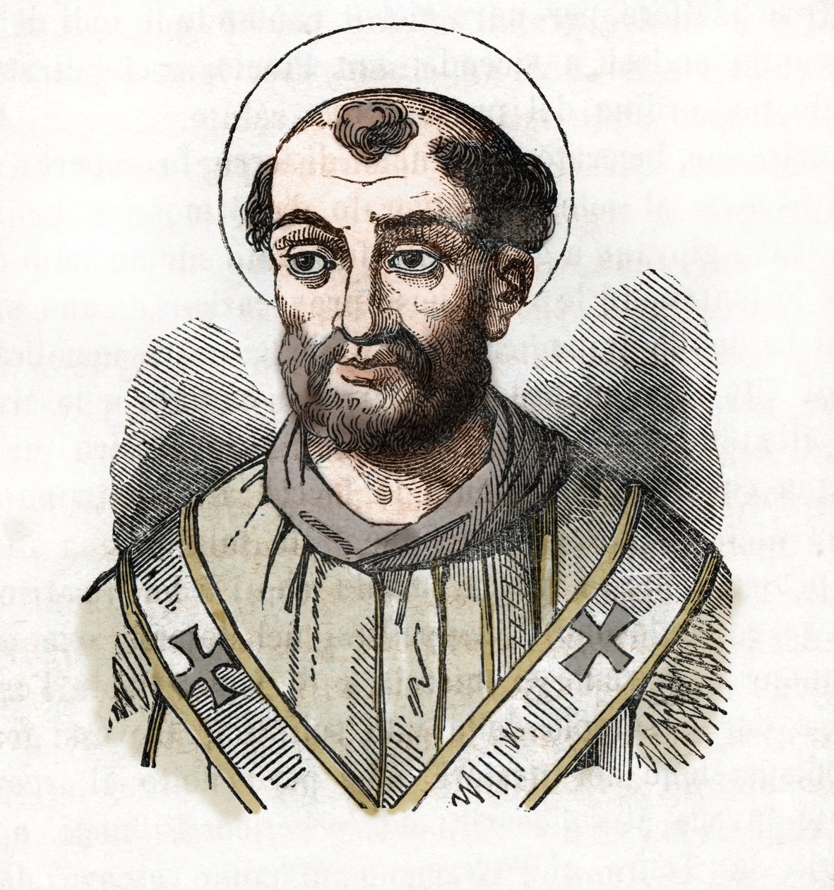 Ókor: Fábián pápa (Fabian vagy Fabian vagy Fabianus) ábrázolása (236-250) Rajz a „Vatikán misztériumából”, Franco Mistrali alkotó: Franco Mistrali