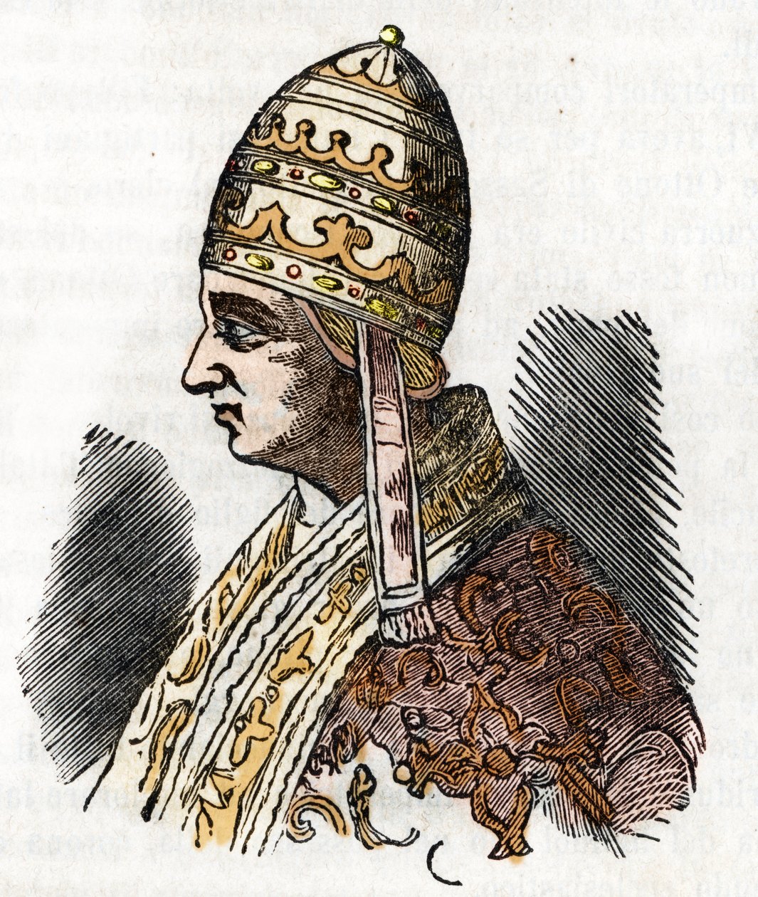 Középkor: III. Celesztin pápa (Celestine, Celestine vagy Caelestinus) (1191-1198) ábrázolása, rajz a vatikáni misztériumokból” – Franco Mistrali alkotó: Franco Mistrali