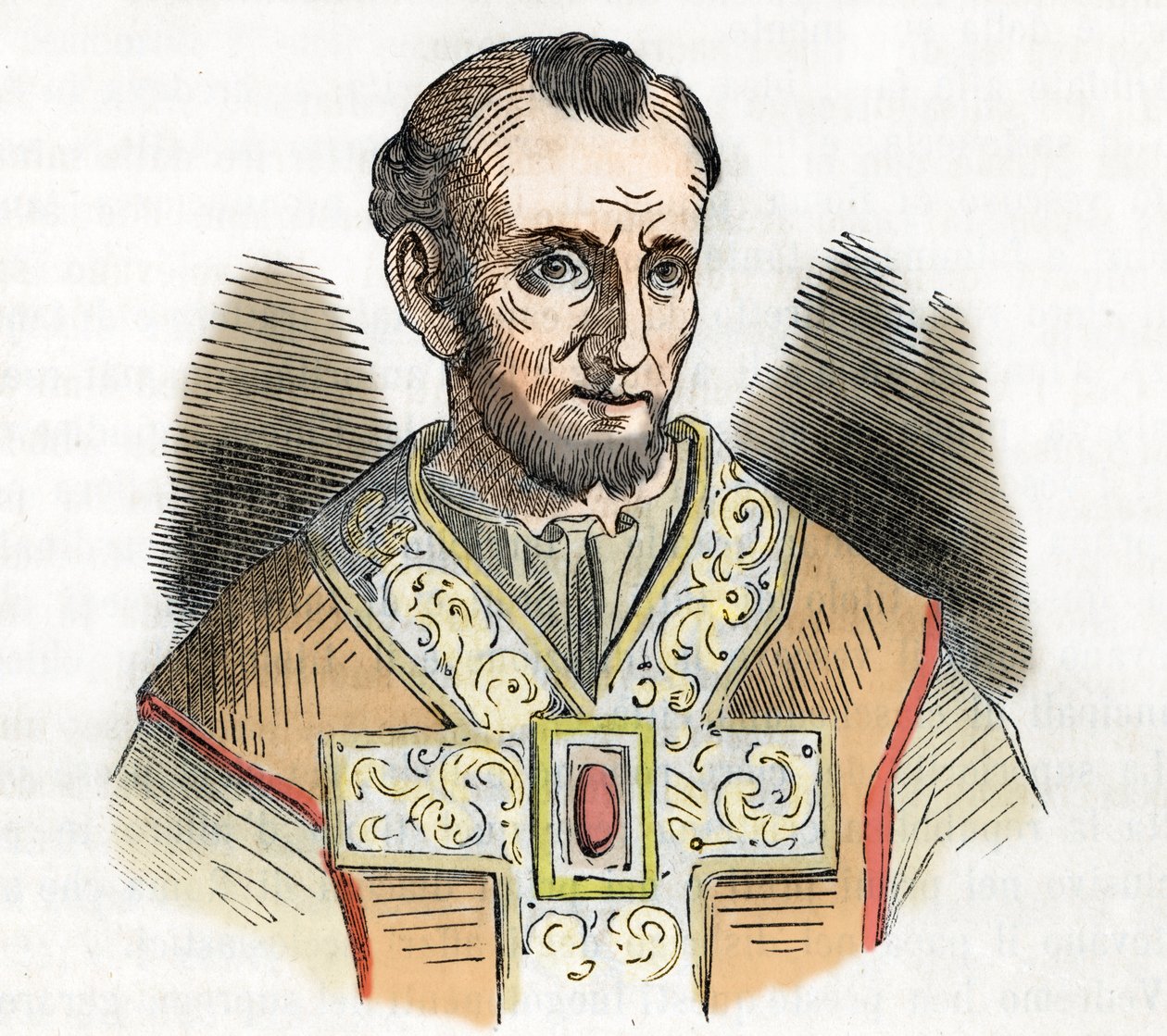 Középkor: I. Nagy Miklós pápa (I. Miklós, Miklós vagy Nicolo vagy Niccolo vagy Nicolaus) (858-867) rajza Franco Mistrali 1843-as „I misteri del vaticano” című művéből alkotó: Franco Mistrali