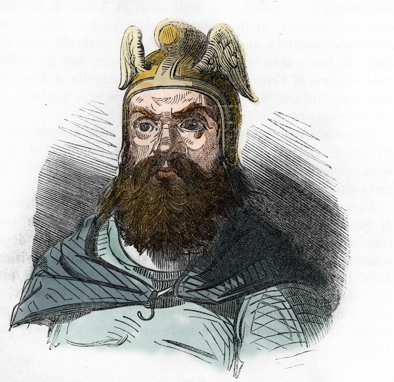Attila (395-453) hun király portréja – rajz Franco Mistrali 1843-as „I misteri del vaticano” című művéből alkotó: Franco Mistrali