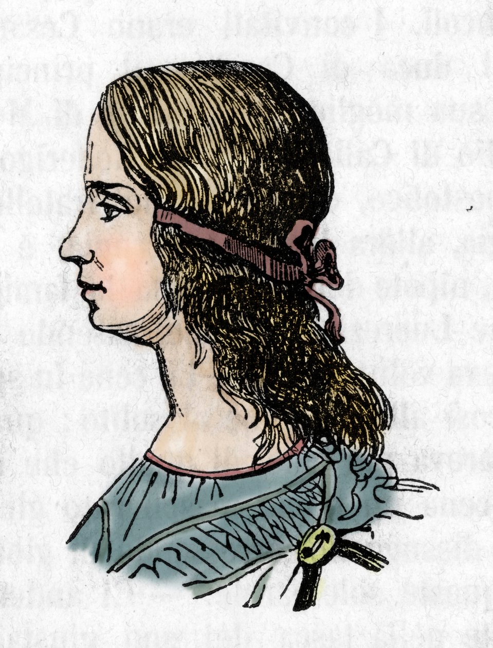 Lucrece Borgia (Lucrezia) portréja (1480-1519) Metszet a „A Vatikán rejtelmei” című könyvéből, Franco Mistrali, 1866 alkotó: Franco Mistrali