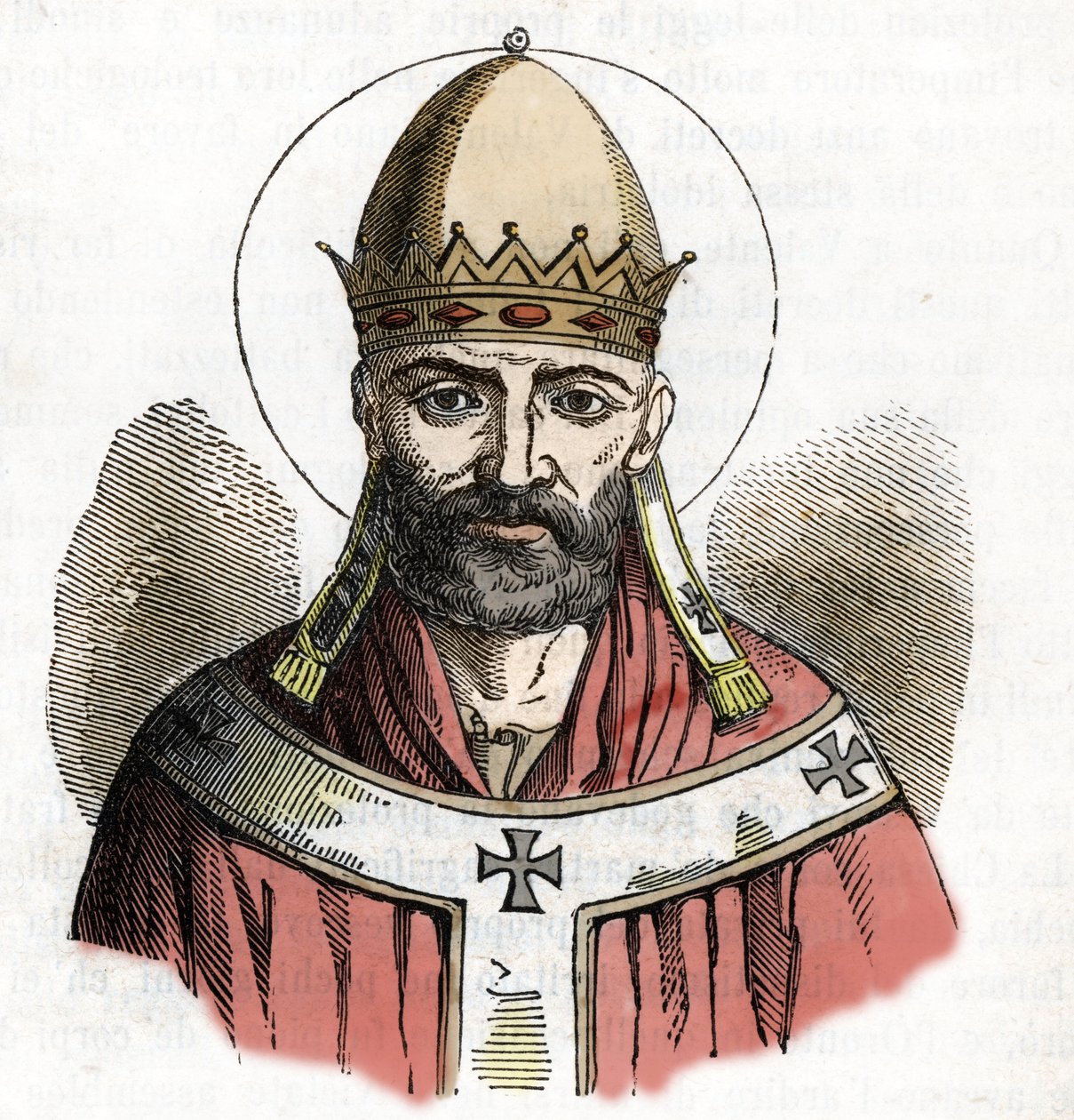 I. Damasus pápa (Damasusz pápa) portréja (305-384) Franco Mistrali 1843-as „I misteri del vaticano” című rajzából alkotó: Franco Mistrali