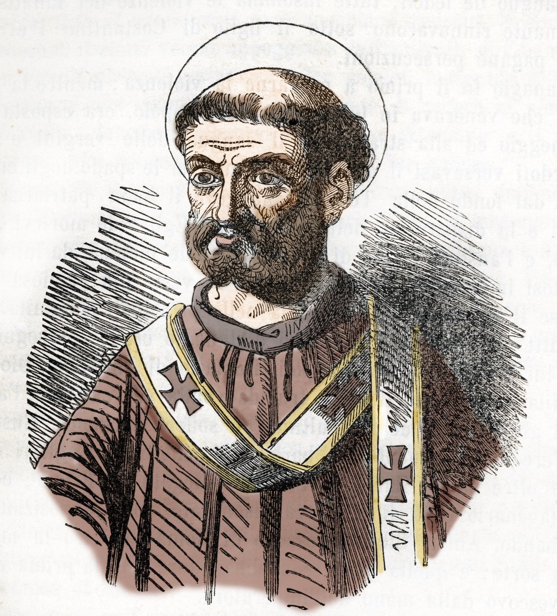 Libere (Liberius) pápa (352-366) portréja, metszet az „I misteri del vaticano”-ból, Franco Mistrali 1843-ból alkotó: Franco Mistrali