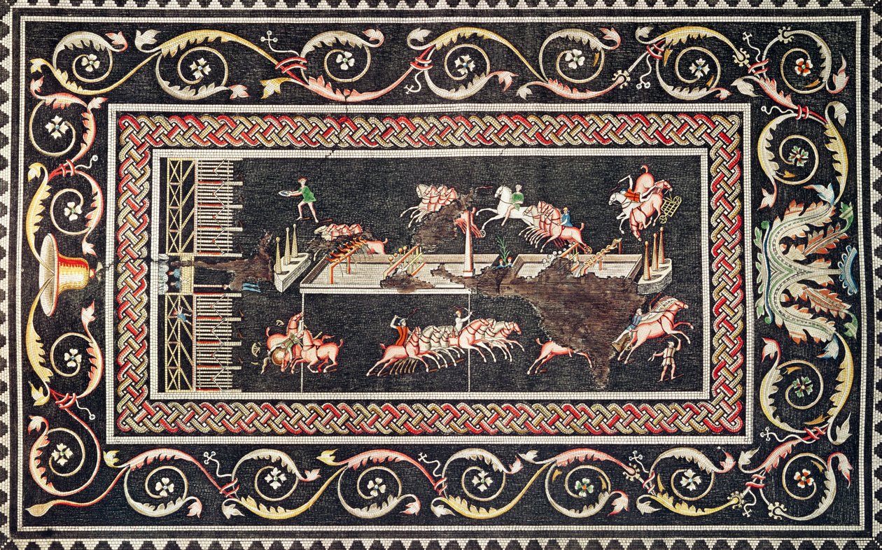 Egy Lyonban felfedezett, cirkuszi játékokat ábrázoló mozaik ábrázolása, 1806 alkotó: Francois Artaud