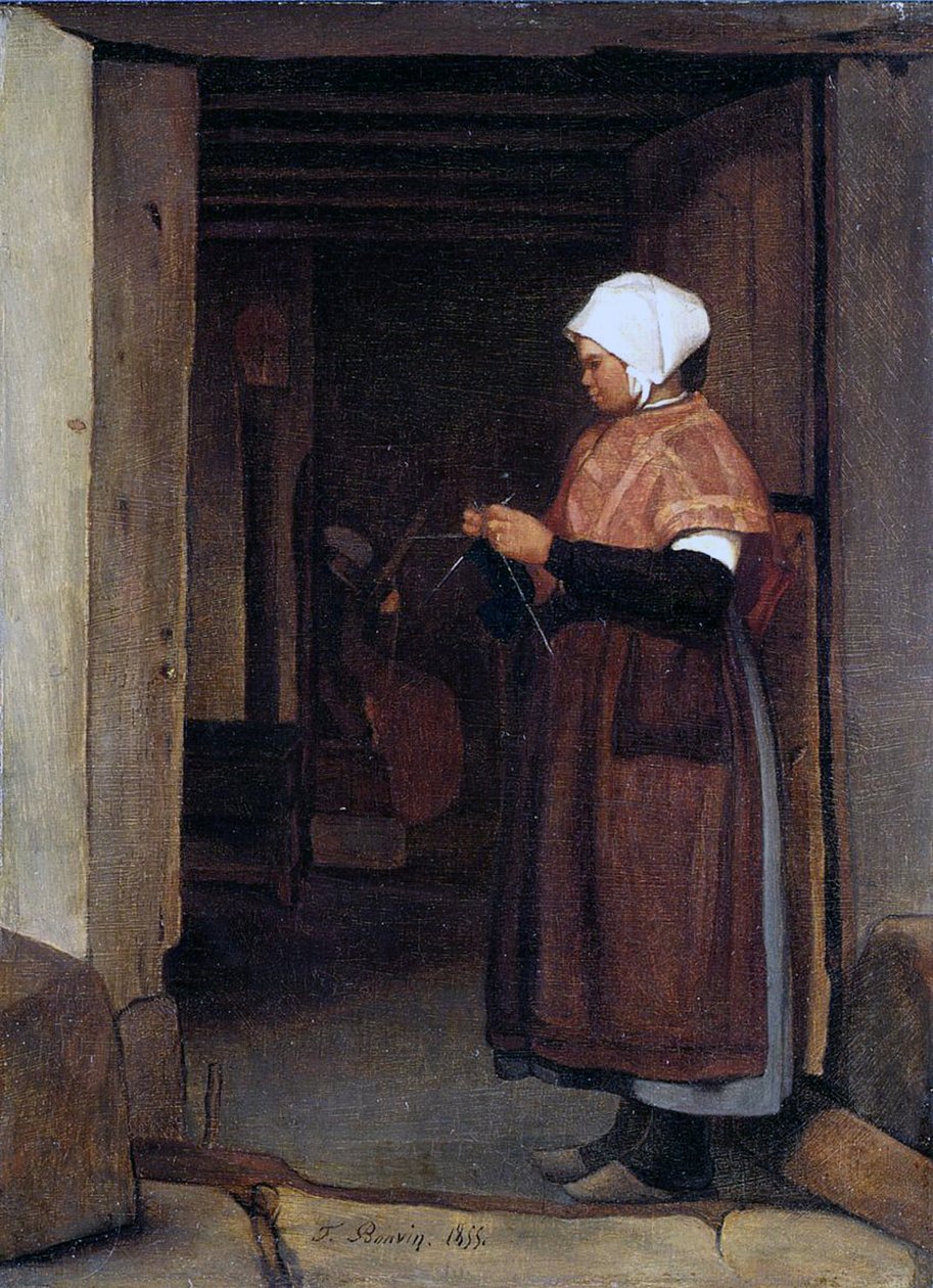 Parasztlánykötés, 1855 alkotó: François Bonvin