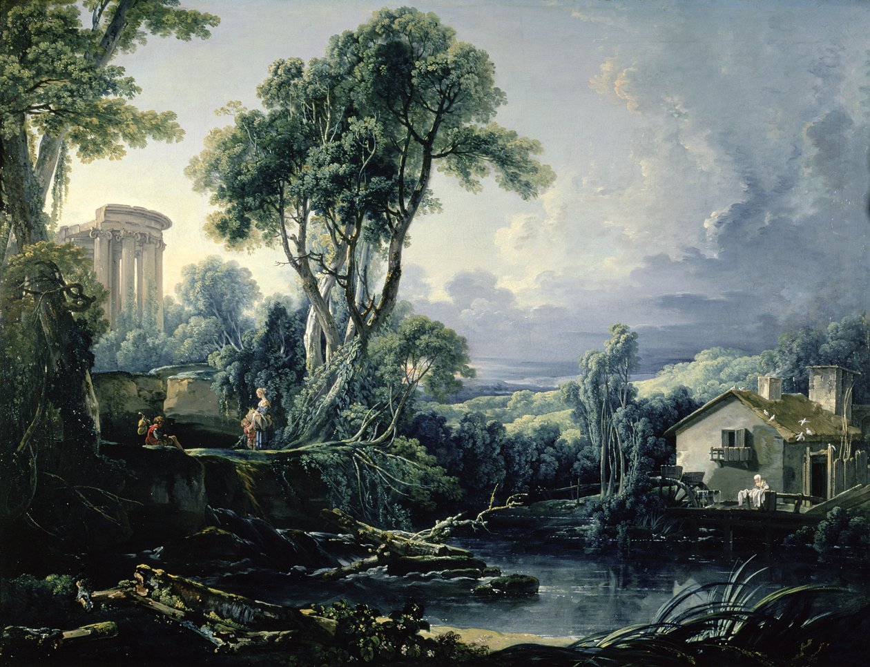 Tájkép vízimalommal, 1743 alkotó: François Boucher