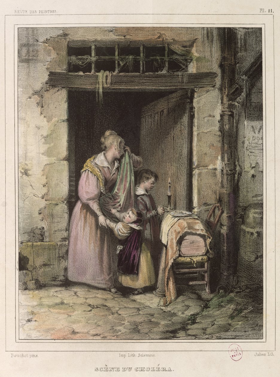 A kolera jelenete, Julien metszete, 1832 alkotó: Francois Bouchot