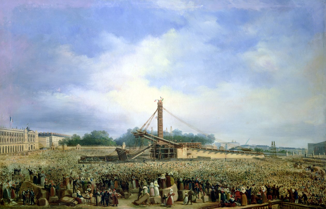 A luxori obeliszk felállítása a Concorde téren, 1836. október 25. alkotó: Francois Dubois