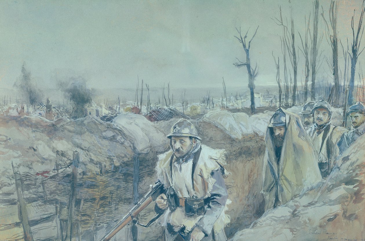 Egy lövészárok Artois-ban, 1915-16 alkotó: Francois Flameng